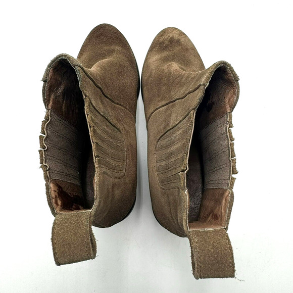 CHOCOLAT BLU | Women's 8 Chelsea Brown Leather Suede Block Heel Ankle Bootie - Picture 6 of 11